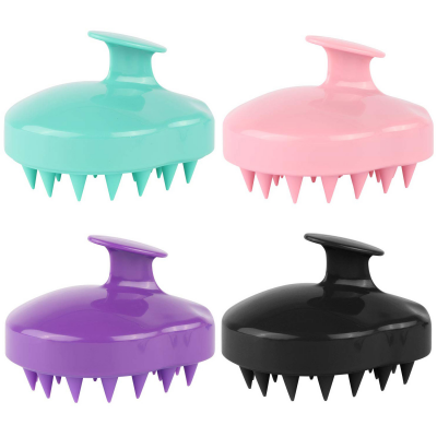 Private logo Hair Shampoo Brush Head Scalp Massager Scrubber Solid Silicone Head Brushes Wet and Dry Hair Scalp Brush