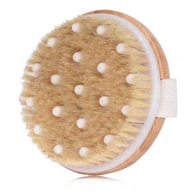 Private Label  Dry Brushing Body Brush Round Exfoliating Brush for Cellulite and Lymphatic Drainage Massage Body Scrubber Brush