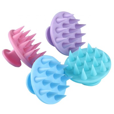 Private logo Hair Scalp Massage Shampoo Brush with Soft Silicone Bristle Scalp Scrubber Exfoliating for baby kids and adults