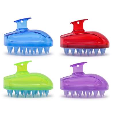 Private logo Hair Shampoo Brush Head Scalp Massager Scrubber Solid Silicone Head Brushes Wet and Dry Hair Scalp Brush